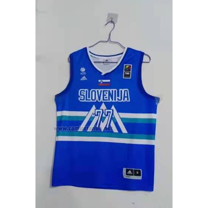 Camiseta Slovenia Luka Doncic #77 Tokyo 2021 Azul